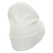 Luxury Car Embroidered 12 Inch Long Knitted Beanie - White OSFM