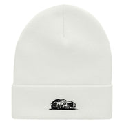 Luxury Car Embroidered 12 Inch Long Knitted Beanie - White OSFM