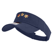 Cute Christmas Stars Embroidered Cotton Twill Sun Visor - Navy OSFM