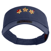 Cute Christmas Stars Embroidered Cotton Twill Sun Visor - Navy OSFM