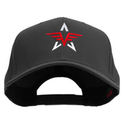 Captain Abstract Star Shape Embroidered Solid Cotton Twill Pro Style Cap - Black OSFM