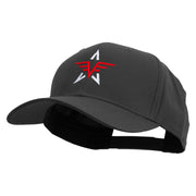 Captain Abstract Star Shape Embroidered Solid Cotton Twill Pro Style Cap - Black OSFM