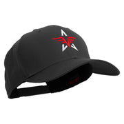 Captain Abstract Star Shape Embroidered Solid Cotton Twill Pro Style Cap - Black OSFM