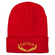 Captain Oak Leaf Embroidered Long Knitted Beanie