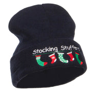 Christmas Stocking Stuffers Embroidered Long Beanie