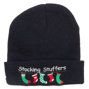 Christmas Stocking Stuffers Embroidered Long Beanie