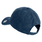 USMC Design Embroidered Washed Solid Pigment Dyed Cotton Twill Brass Buckle Cap - Navy OSFM