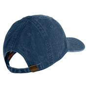 USMC Design Embroidered Washed Solid Pigment Dyed Cotton Twill Brass Buckle Cap - Navy OSFM