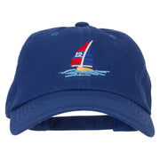 Sailboat and Ocean Embroidered Unstructured Cap