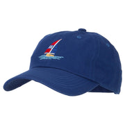 Sailboat and Ocean Embroidered Unstructured Cap