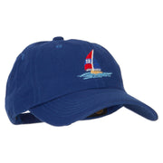 Sailboat and Ocean Embroidered Unstructured Cap