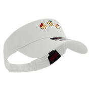 Cute Christmas Stars Embroidered Cotton Twill Sun Visor - White OSFM