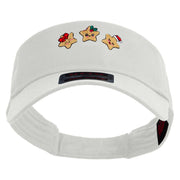 Cute Christmas Stars Embroidered Cotton Twill Sun Visor - White OSFM