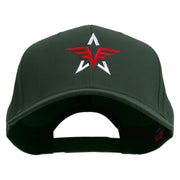 Captain Abstract Star Shape Embroidered Solid Cotton Twill Pro Style Cap - Dk-Green OSFM