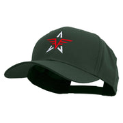 Captain Abstract Star Shape Embroidered Solid Cotton Twill Pro Style Cap - Dk-Green OSFM