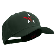 Captain Abstract Star Shape Embroidered Solid Cotton Twill Pro Style Cap - Dk-Green OSFM