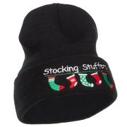 Christmas Stocking Stuffers Embroidered Long Beanie