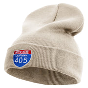 Interstate 405 Embroidered 12 Inch Long Knitted Beanie - Birch OSFM