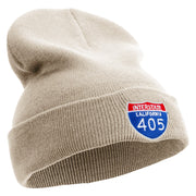 Interstate 405 Embroidered 12 Inch Long Knitted Beanie - Birch OSFM