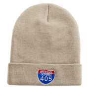 Interstate 405 Embroidered 12 Inch Long Knitted Beanie - Birch OSFM