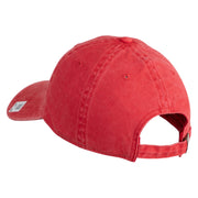 USMC Design Embroidered Washed Solid Pigment Dyed Cotton Twill Brass Buckle Cap - Red OSFM
