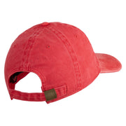 USMC Design Embroidered Washed Solid Pigment Dyed Cotton Twill Brass Buckle Cap - Red OSFM