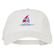 Sailboat and Ocean Embroidered Unstructured Cap