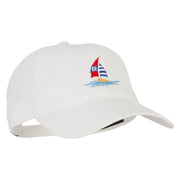 Sailboat and Ocean Embroidered Unstructured Cap