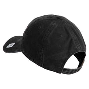 USMC Design Embroidered Washed Solid Pigment Dyed Cotton Twill Brass Buckle Cap - Black OSFM
