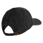USMC Design Embroidered Washed Solid Pigment Dyed Cotton Twill Brass Buckle Cap - Black OSFM