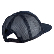 Papa Bear Faux Leather Patched Flat Bill Trucker Cap - Navy OSFM