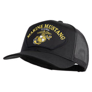 Marine Mustang Black Patched Solid Cotton Twill Mesh Prostyle Cap - Black OSFM