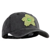 Chiffon Flower Iron on Patched Unstructured Pigment Dyed Cotton Cap - Black OSFM
