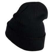 Pastel SeaShell Embroidered Patched 12 Inch Long Knitted Beanie - Black OSFM