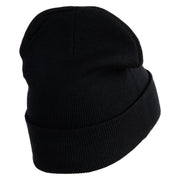 Pastel SeaShell Embroidered Patched 12 Inch Long Knitted Beanie - Black OSFM