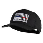 Silver USA Flag Never Forget Blue Red Line Patched Solid Cotton Twill 5 Panel Prostyle Snap Cap - Black OSFM