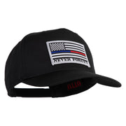 Silver USA Flag Never Forget Blue Red Line Patched Solid Cotton Twill 5 Panel Prostyle Snap Cap - Black OSFM