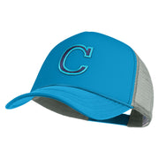 Large C Patched Summer Foam Mesh Trucker Cap - Aqua Grey OSFM
