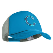 Large C Patched Summer Foam Mesh Trucker Cap - Aqua Grey OSFM