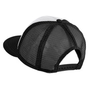 Papa Bear Faux Leather Patched Flat Bill Trucker Cap - White Black OSFM