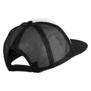 Papa Bear Faux Leather Patched Flat Bill Trucker Cap - White Black OSFM
