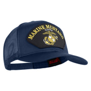 Marine Mustang Black Patched Solid Cotton Twill Mesh Prostyle Cap - Navy OSFM