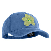Chiffon Flower Iron on Patched Unstructured Pigment Dyed Cotton Cap - Blue OSFM