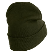 Pastel SeaShell Embroidered Patched 12 Inch Long Knitted Beanie - Olive OSFM