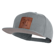 Old English L Faux Leather Patched Cotton Flat Bill Pro Cap - Grey OSFM