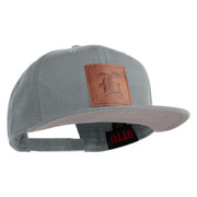 Old English L Faux Leather Patched Cotton Flat Bill Pro Cap - Grey OSFM