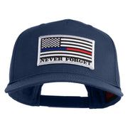 Silver USA Flag Never Forget Blue Red Line Patched Solid Cotton Twill 5 Panel Prostyle Snap Cap - Navy OSFM