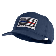 Silver USA Flag Never Forget Blue Red Line Patched Solid Cotton Twill 5 Panel Prostyle Snap Cap - Navy OSFM