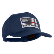 Silver USA Flag Never Forget Blue Red Line Patched Solid Cotton Twill 5 Panel Prostyle Snap Cap - Navy OSFM