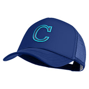 Large C Patched Summer Foam Mesh Trucker Cap - Royal OSFM